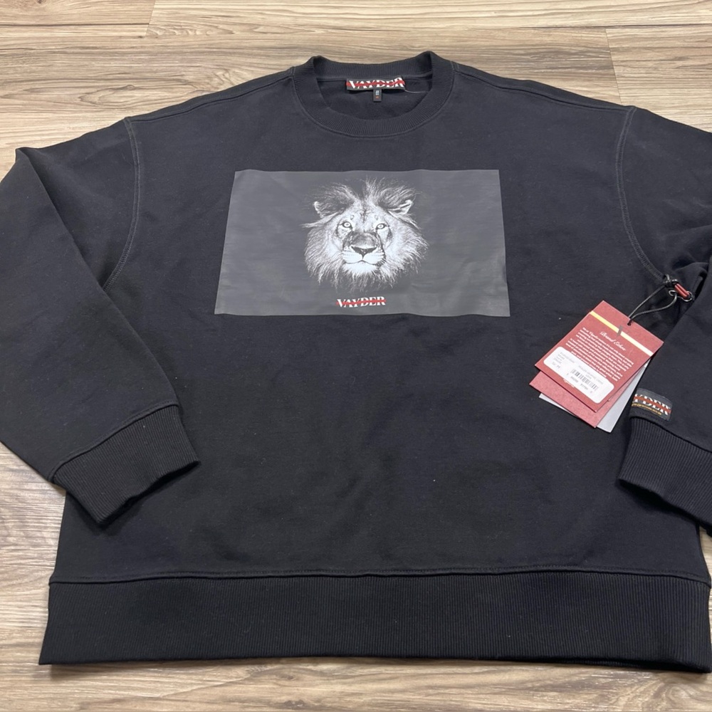 VAYDER Sweatshirt Black Pullover Crew Lion Luxury Premium MULLER Men Medium $310